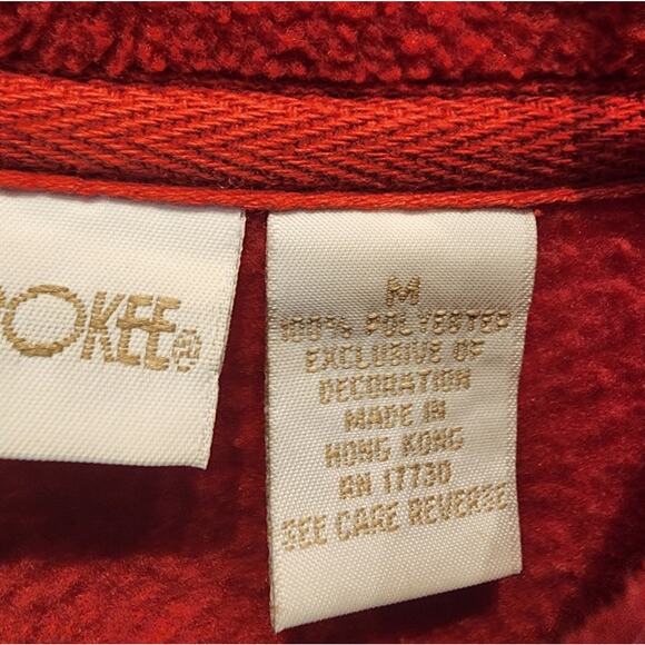 Vintage Cherokee Fall Christmas Red Cardigan Fleece Jacket - Picture 6 of 6